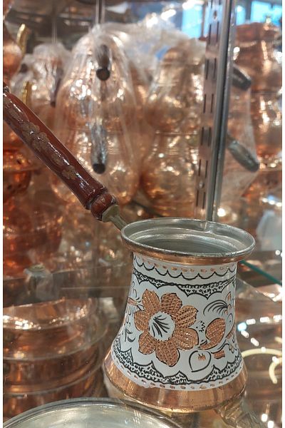 Bakır Center Copper Coffee Pot 9 Cup Coffee Pot Hand Embroidered Family Size Stylish Design Coffee Pot Turkish Coffee Pot