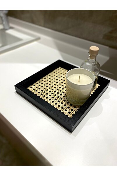 Maison Avf Black Rattan Hazeran - 24x24 Cm Square Tray, 100% Natural