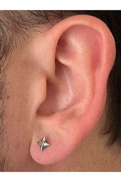 Piercing Market Steel & Silver أقراط ثقب فولاذية للجنسين مقاومة للصدأ