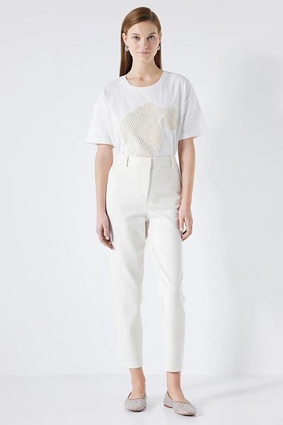 İpekyol Ecru Women's Cigarette Pants - Patterned