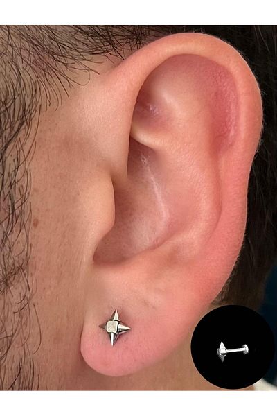 Piercing Market Steel & Silver أقراط ثقب فولاذية للجنسين مقاومة للصدأ