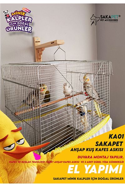 SAKAPET Decorative Wooden - Bird Cage Hanger