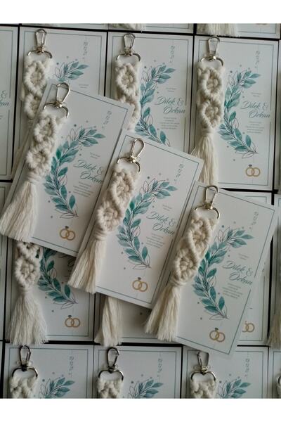 Naz Mutlu Design 10 'lu Makrome Anahtarlık, Düğün Kına Nişan Söz Doğum Hediye...