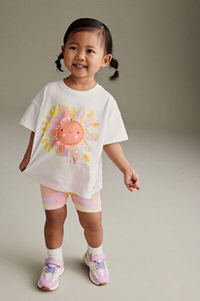Teeny Weeny Kids New Season Girl's Sun Printed Top and Bottom Set