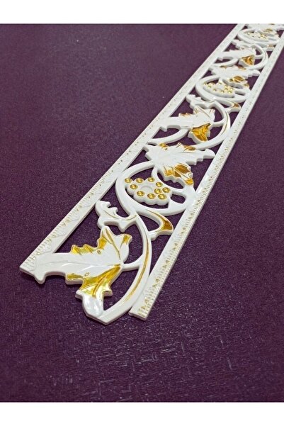 MİVA KONSEPT Poliüretan Dekoratif Saray Duvar&Tavan Çıta Bordürü -Beyaz Altın  (EN:10 CM-BOY:100 CM)-Duvar Süsü