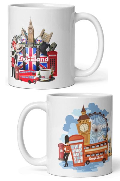 Dünyadan Hediyeler 2 Pieces of Travel Souvenir - England Mug