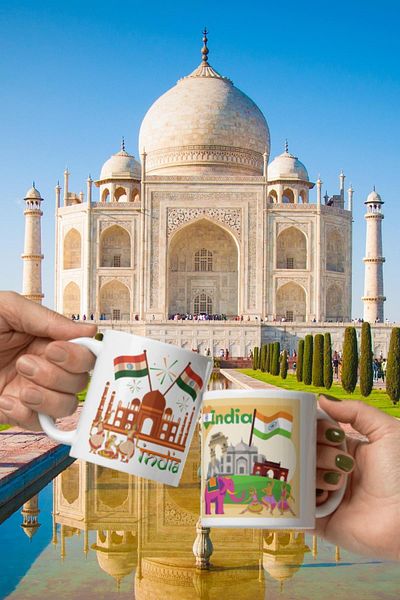 Dünyadan Hediyeler 2 Pieces of India Mug - Travel Souvenir India Mug