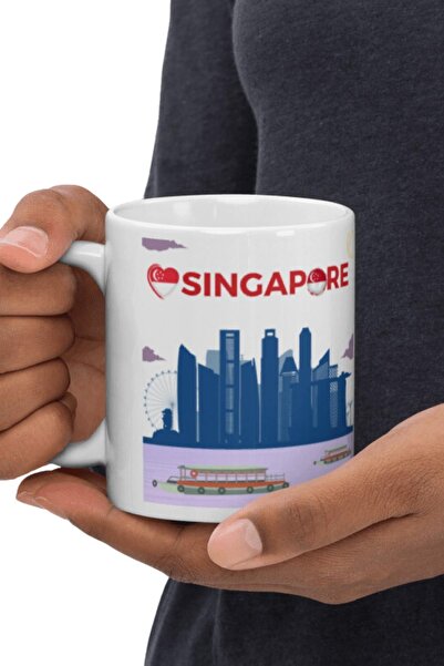 Dünyadan Hediyeler 2 Pieces of Singapore Mug - Travel Souvenir Singapore Mug