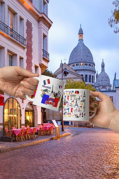 Dünyadan Hediyeler 2 Pieces of France Mug - Travel Souvenir France Mug