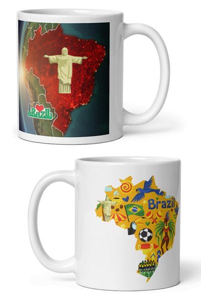 Dünyadan Hediyeler 2 Pieces of Brazil Mug - Travel Souvenir Brazil Mug