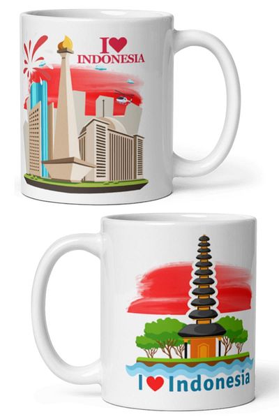 Dünyadan Hediyeler Indonesia - 2 Pieces of Travel Souvenir and Mug Cup Mug