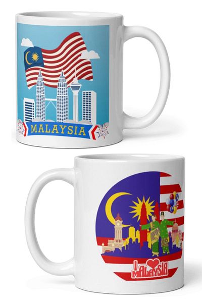 Dünyadan Hediyeler 2 Pieces of Malaysia Mug - Travel Souvenir Malaysia Mug