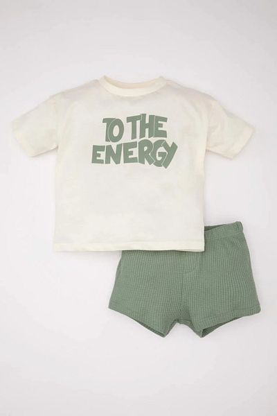 DeFacto Baby Boy Printed Short Sleeve T-Shirt Shorts Set of 2
