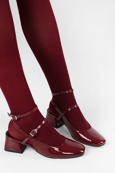 Shoeberry Бордові лаковані туфлі Idean Kut Toe пряжка жіночі туфлі на підборах