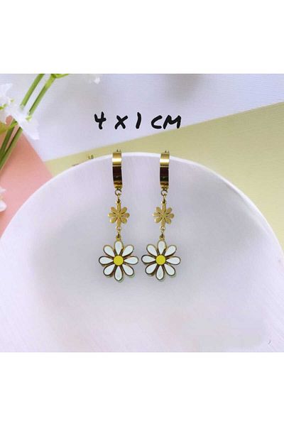 Dodemert Home Gold Color Dangle Steel Daisy Earrings