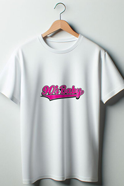 Vordevia Λευκό μπλουζάκι με στάμπα μωρού της δεκαετίας του '90, φαρδιά εφαρμο...