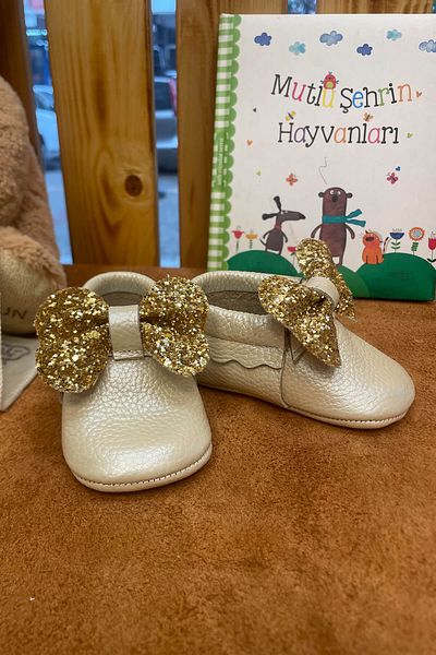Beybium Adele Genuine Leather Baby Moccasin Cream