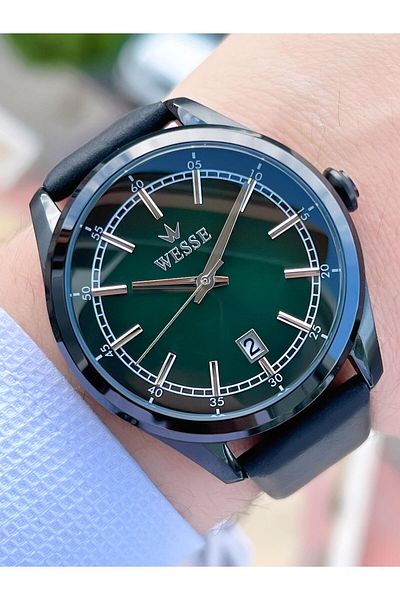Wesse Leather Cord Calendar 5 Atm Water Resistant Men's Wristwatch EWWG208905