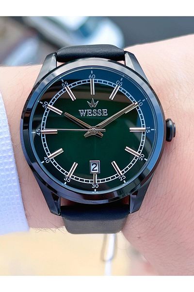 Wesse Leather Cord Calendar 5 Atm Water Resistant Men's Wristwatch EWWG208905