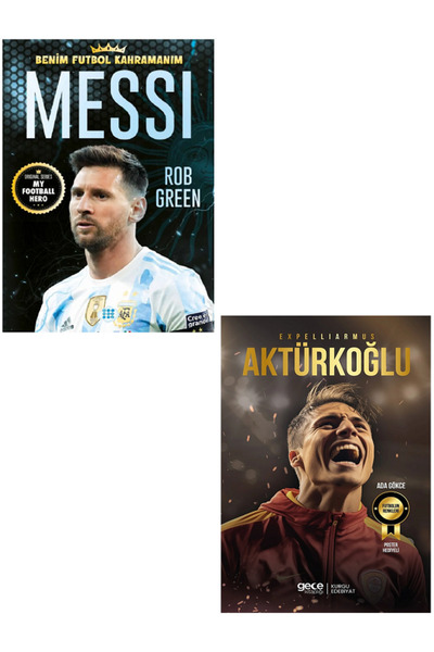 Dokuz Yayınları MESSİ - KEREM AKTÜRKOĞLU Benim Futbol Kahramanım ( Büyük Poster - Futbolcu Kartı HEDİYE ) 2 KİTAP