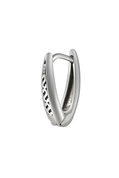 Jaida Moda Unisex Gray Tribal Pattern Gothic Steel Hoop Earrings