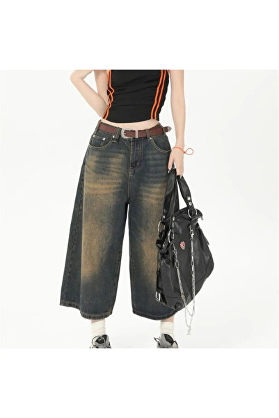 Gofeel Kahverengi Baggy Oversize Laxed Yıkamalı Unisex Kot Şort