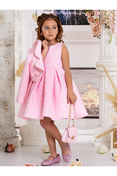SÜSLÜ PİNK KİDS KIZ ÇOCUK CEKETLİ ELBİSE