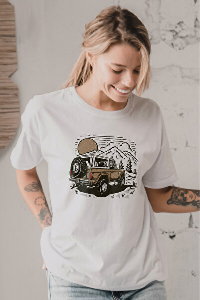 MYADA تي شيرت كبير الحجم مطبوع عليه سيارة سفاري بنمط طبيعي