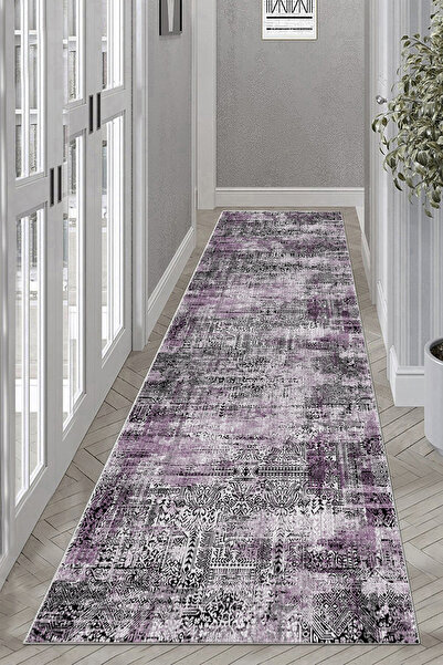 Halise Home Kaymaz Tabanlı Yıkanabilir Baskılı Yolluk Halı