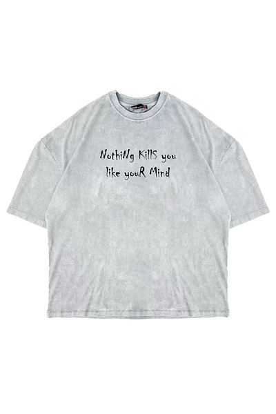 Sekizbiraltı Unisex Oversize Λευκό T-Shirt - Nothing Kills You Printed