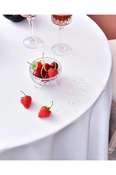 Zeren Home White Linen Tablecloth - Liquid Resistant, Round and Laceless