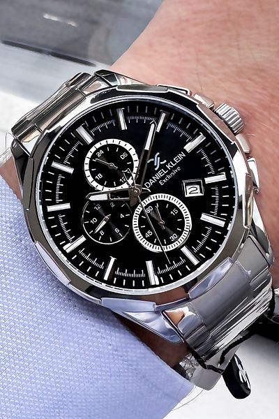 Daniel Klein Men's Wristwatch 3 Atm Waterproof Silver Color Steel Cord + Bracelet Gift DKE2082C2