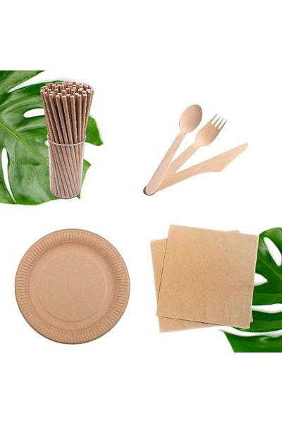 Partifabrik Σετ χρήσης Kraft Natural Natural Party για 8 άτομα