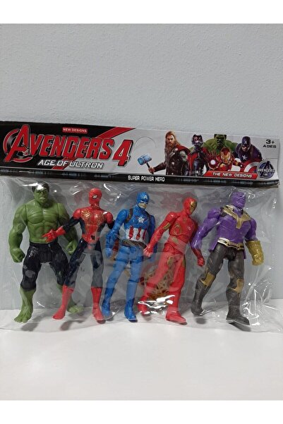 KİNKU 5'li Hulk - Spider-man - Captain America - Iron-man - Thanos Figürlü Ye...