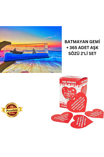 CNGZSHOP Sevgiliye Eşe Hediye Batmayan Gemi Aşk Gemisi + 365 GÜN AŞK MESAJ KUTUSU 2 Li Set