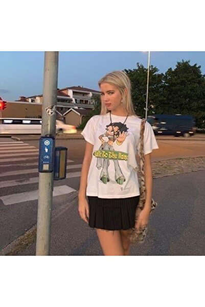 Touz Moda Χαριτωμένο λευκό μπλουζάκι με στάμπα Betty Boop