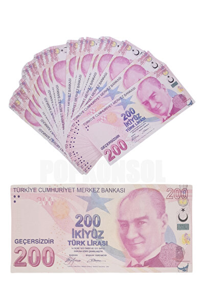POPKONSOL 50 Adet 200 TL Geçersiz Para Parti Şaka Düğün Oyun Parası Fim Dizi Çekimleri İçin