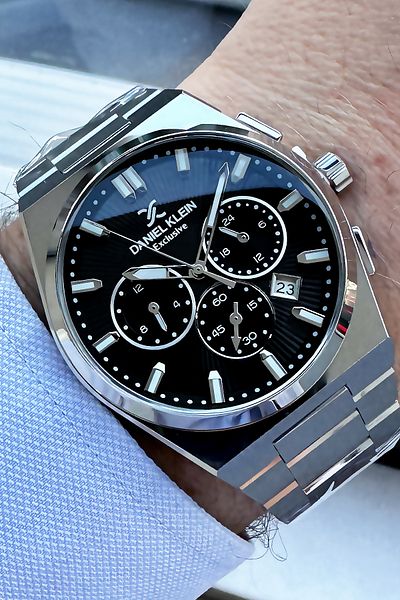 Daniel Klein Exclusive Men's Wristwatch 3 Atm Waterproof Silver Color Steel Cord + Bracelet Gift DKE2086C4