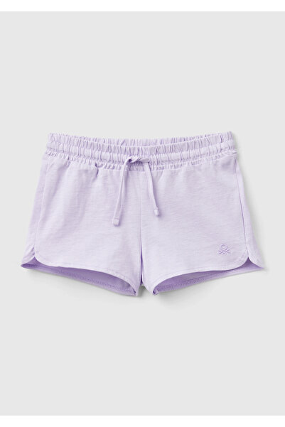 United Colors of Benetton Kız Çocuk Lila Önü Logo İşlemeli Beli Büzgülü Mini ...