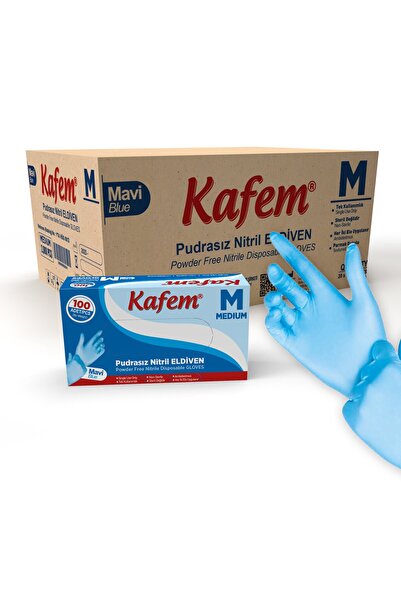 KAFEM Mavi Nitril Eldiven Pudrasız (M) 100 Lü X 20 Paket (KOLİ)
