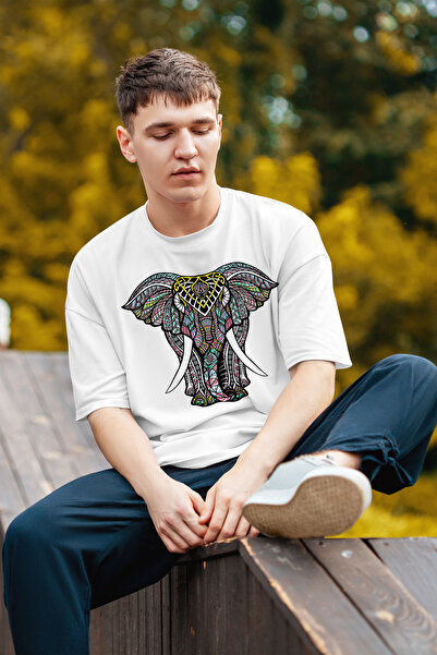 MYADA Tricou oversize cu desen cu mandala elefant
