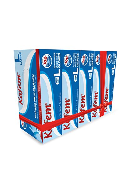 KAFEM Mavi Nitril Eldiven Pudrasız (L) 100 Lü X 5 Paket