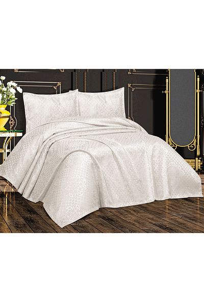 TAVOLO UNIQUE Jade Jacquard Channel Double Bed Cover