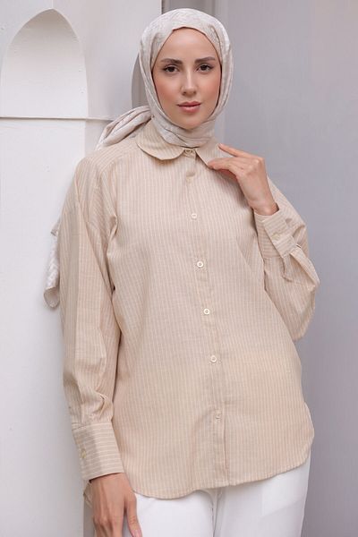 benguen Women's Striped Shirt 2057 Mink