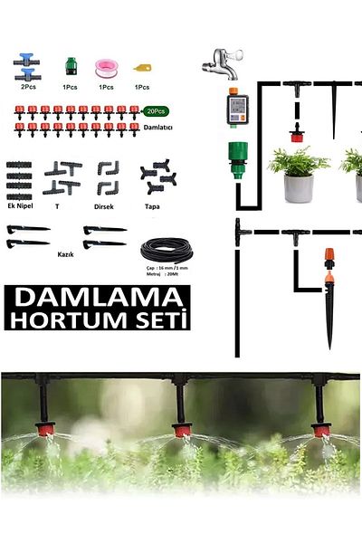 Depolife 20m Hose Set - Drip, Irrigation, Nozzle and Connection Apparatus, Sapling Plant Garden