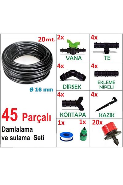 Depolife 20m Hose Set - Drip, Irrigation, Nozzle and Connection Apparatus, Sapling Plant Garden