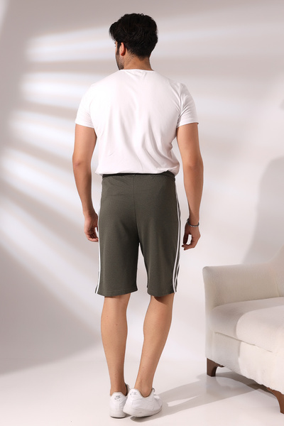 Endies Ανδρικό σορτς διπλό ριγέ 19630 Χακί