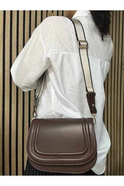 İmerShoes Щоденна жіноча коричнева сумка через плече з деталями швів, регульованим ременем через плече, стильна, проста 4000