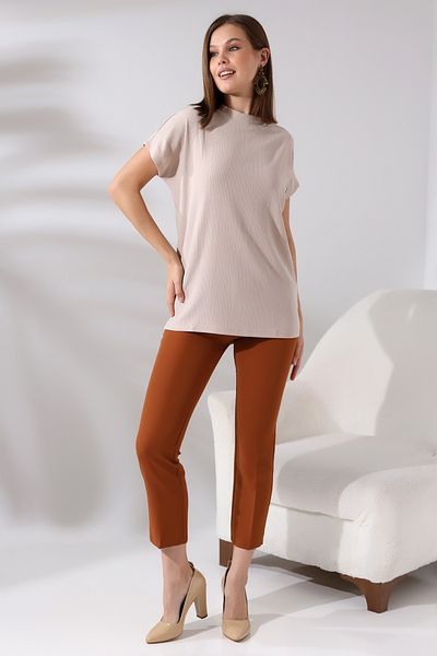 Endies Bürümcük Tricou cu guler din material textil 21122 STONE