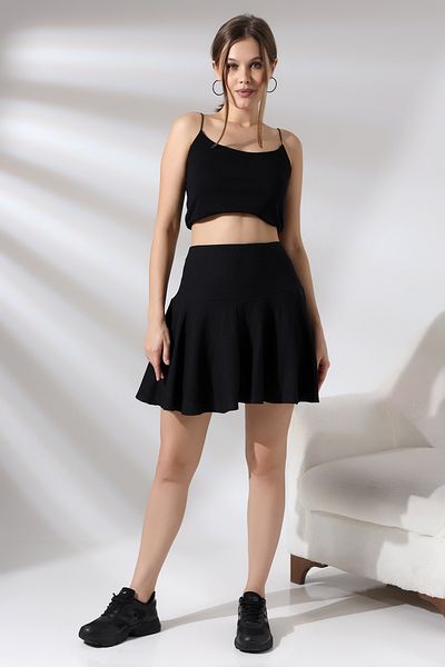 Endies Fustă cu fermoar lateral din material textil Bürümcük cu pantaloni scurți 21135 NEGRU